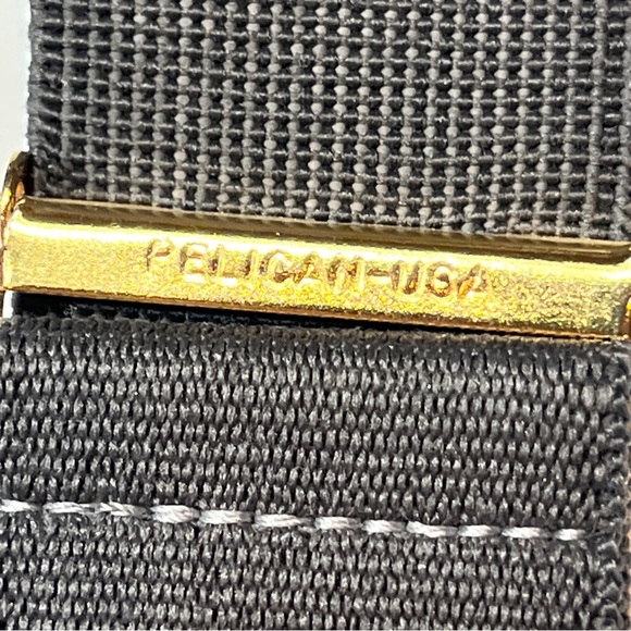 PELICAN DARK GRAY SUSPENDERS, BLACK leather Button straps, Brass Clips MEN’s USA - Picture 2 of 12